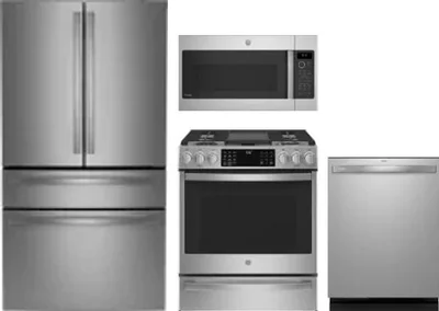 4 Piece Package Includes Refrigerator, Range, Microwave And Dishwasher